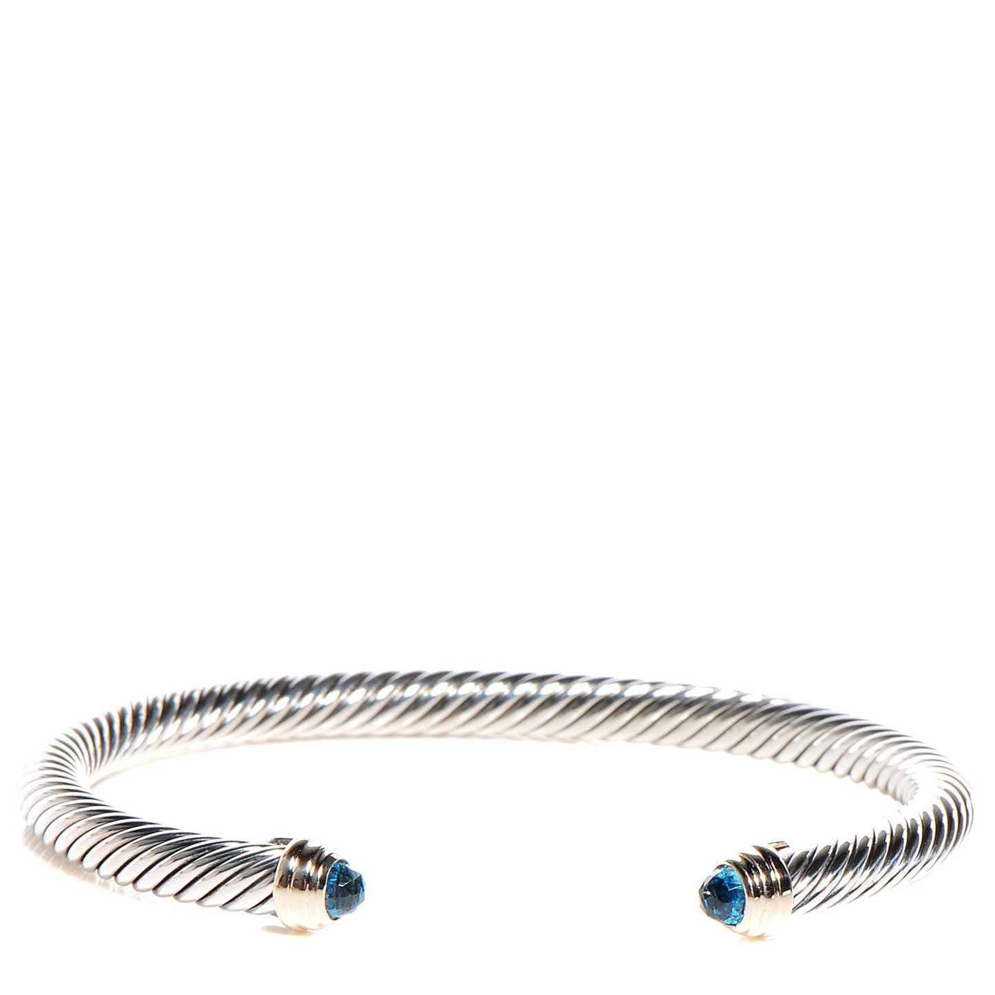 Sterling Silver 14K Yellow Gold Blue Topaz 5mm Cable Classics Petite Color Bracelet