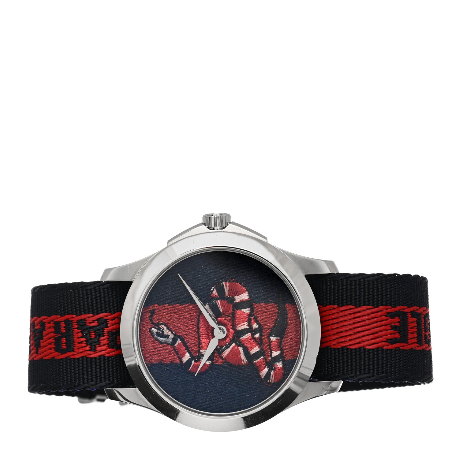 Gucci Stainless Steel Nylon 38mm Le Marche Des Merveilles Snake Quartz Watch Navy 2 of 4