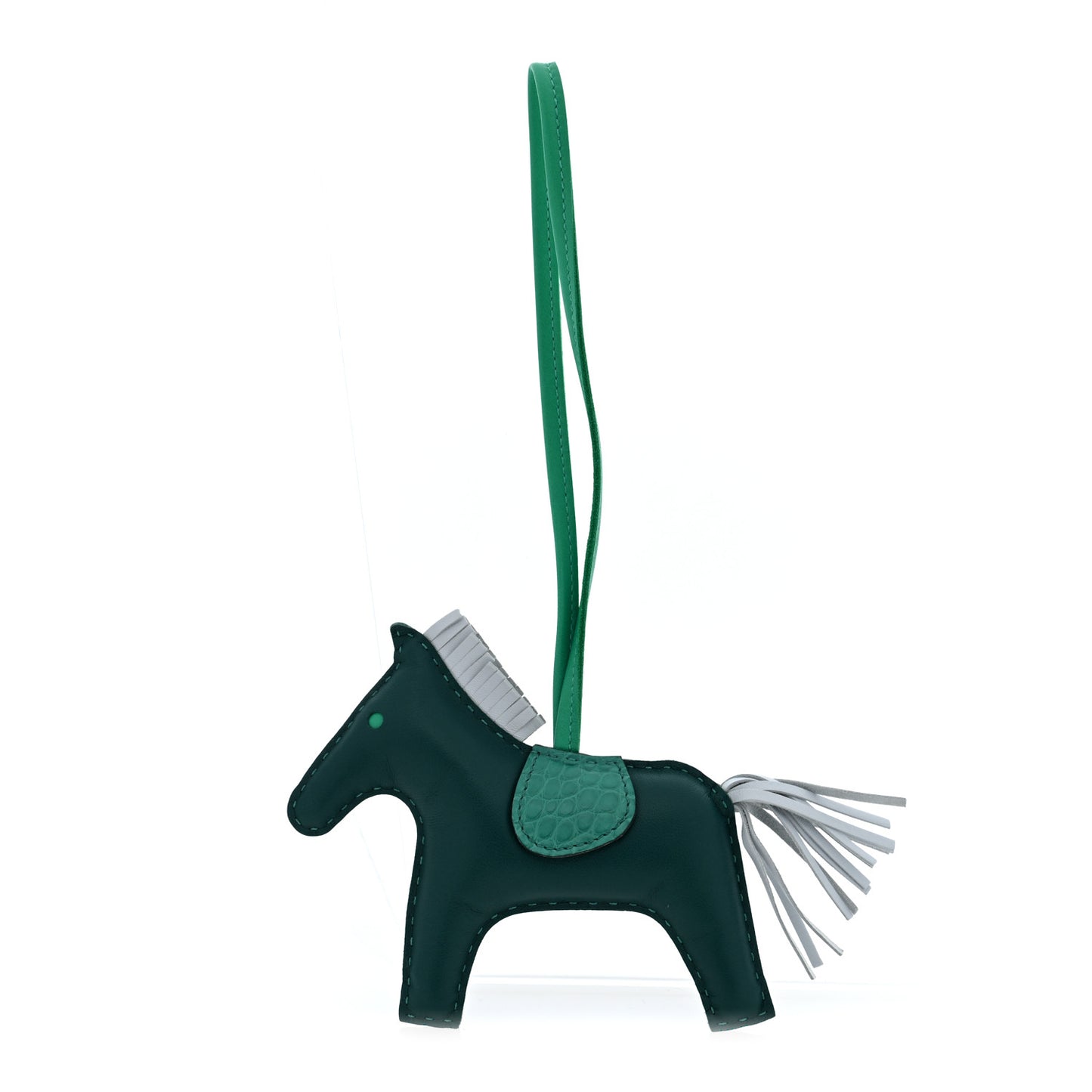 Milo Lambskin Matte Alligator Touch Grigri Rodeo Horse Bag Charm MM  Malachite Menthe Bleu Brume Very Jade