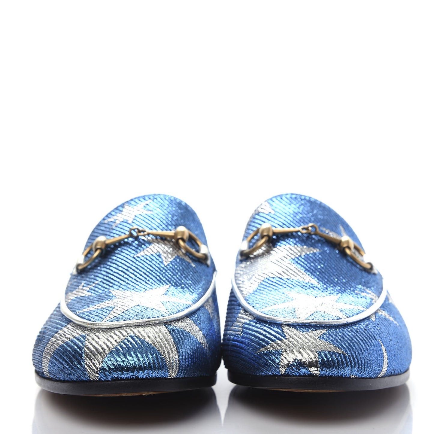 Lurex Calfskin Starry Sky Womens Jordaan Loafers 38.5 Bluette Silver