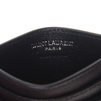 Saint Laurent Grain De Poudre Matelasse Chevron Monogram Credit Card Case Black 6 of 8