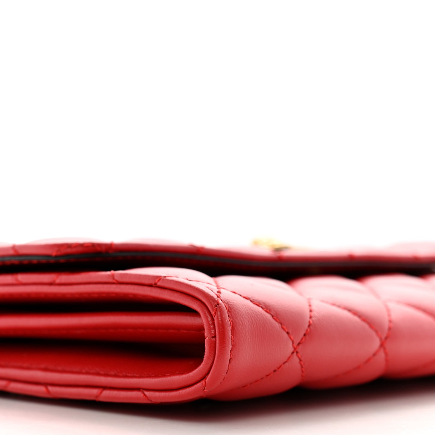 Lambskin Quilted Medusa Wallet On Chain Crossbody Red