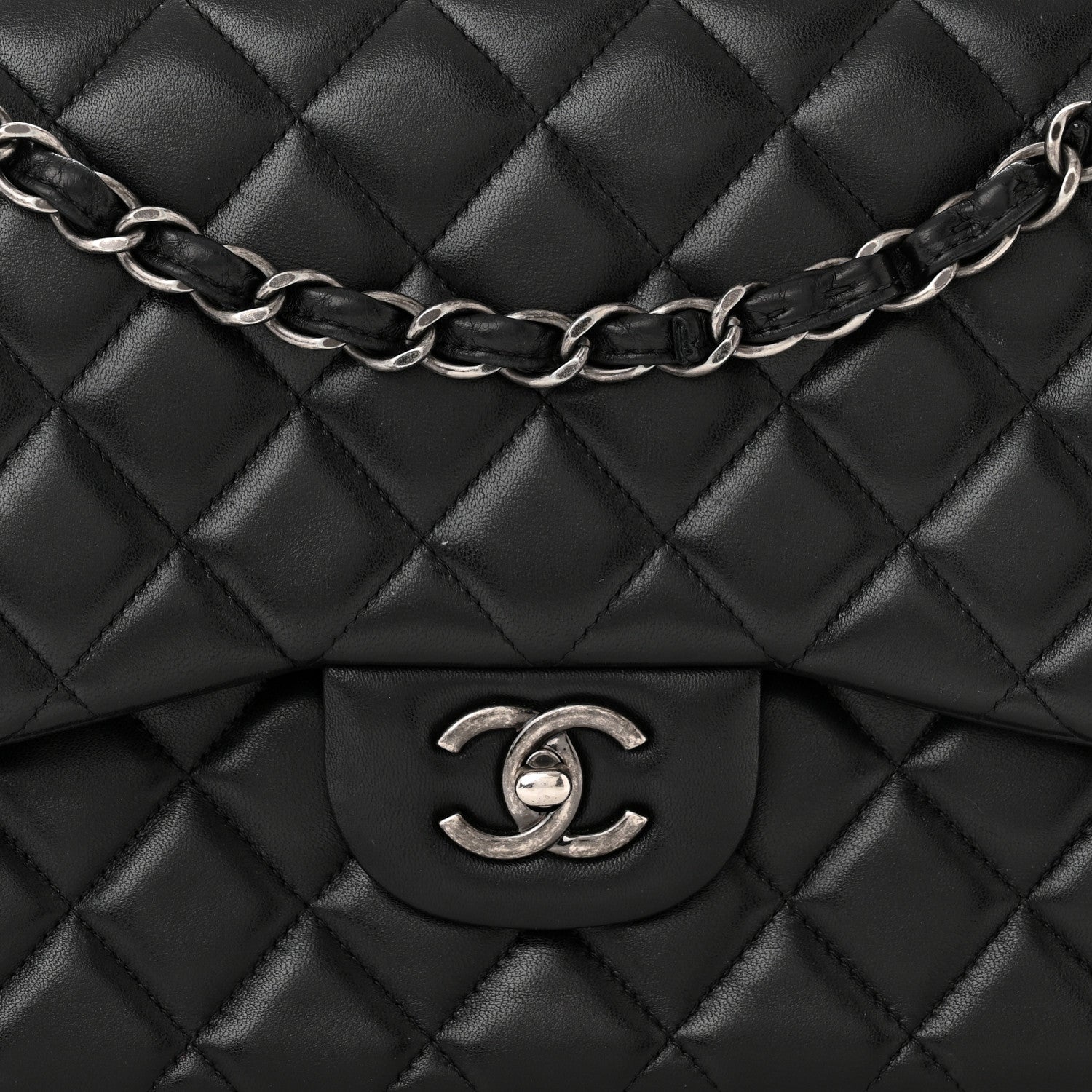 Chanel Lambskin Quilted Jumbo Double Flap Black 8 of 12