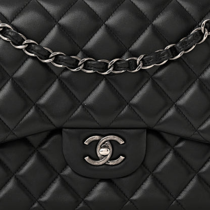Chanel Lambskin Quilted Jumbo Double Flap Black 8 of 12