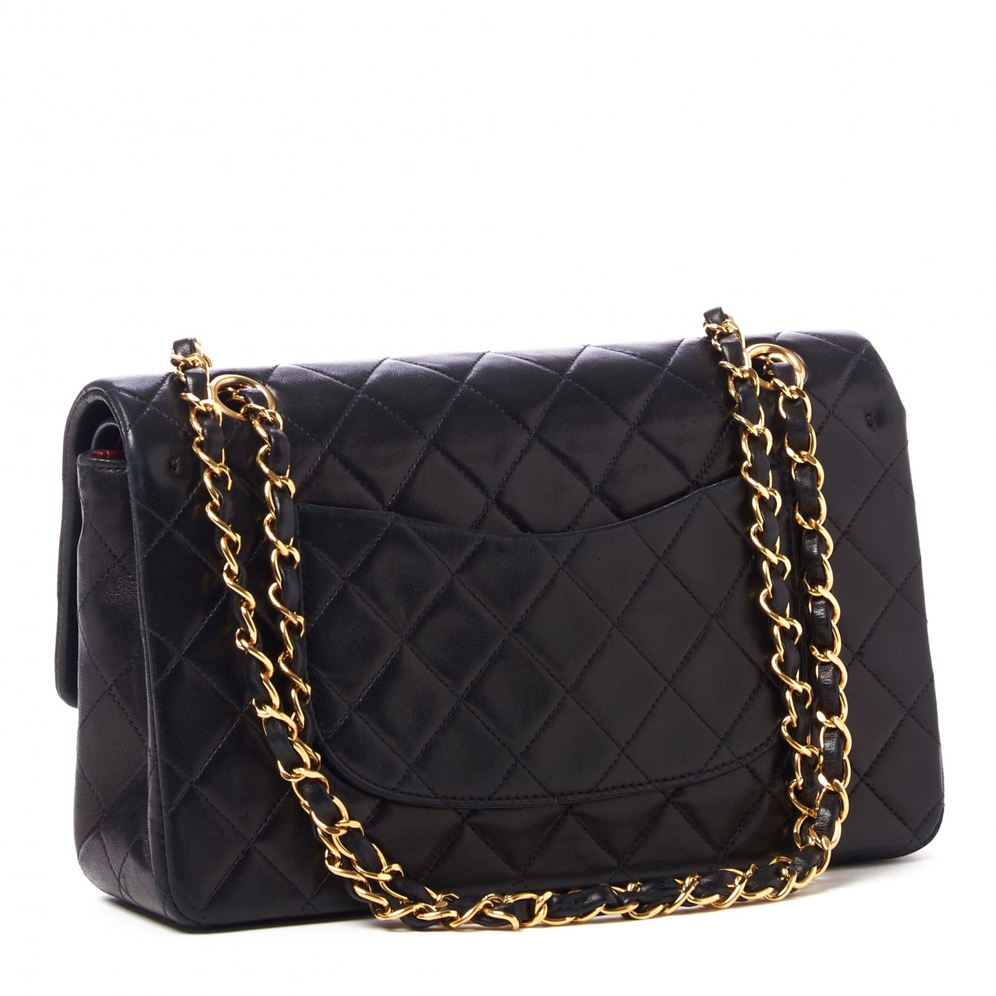 Lambskin Quilted Medium Double Flap Black