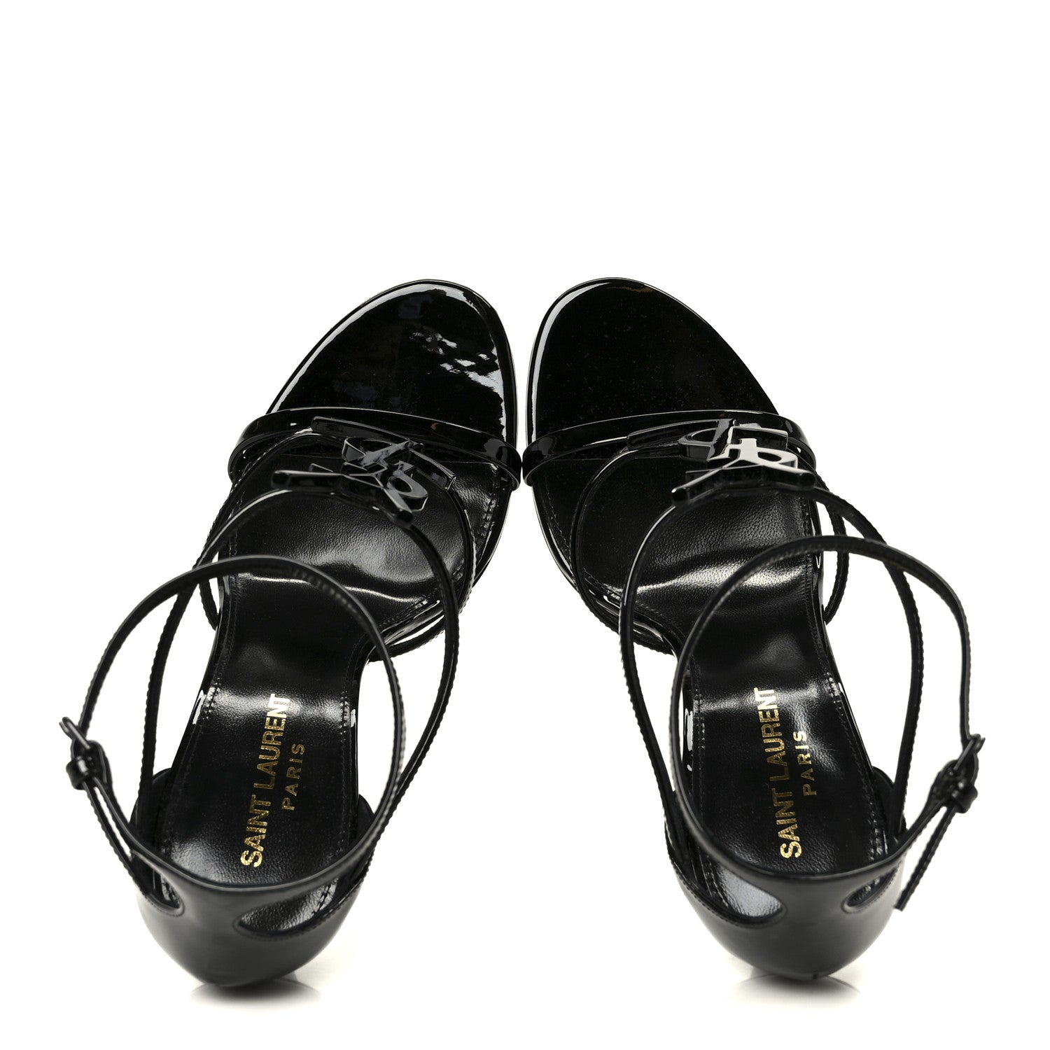 Saint Laurent Vernice Chiffon Cassandra 100 Ankle Strap Sandals 38 Black 2 of 10