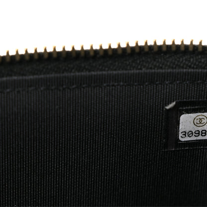 Chanel Raffia Jute Striped Small Vanity Case With Chain Black Beige 7 of 12