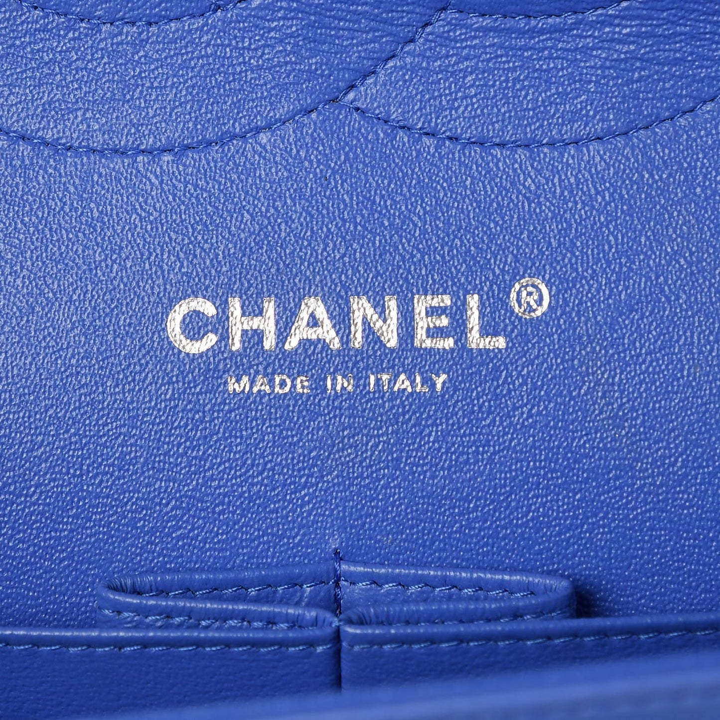 Patent Quilted Jumbo Double Flap Blue