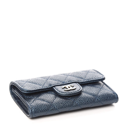 Chanel Metallic Caviar Quilted Flap Card Holder Dark Blue 4 of 9