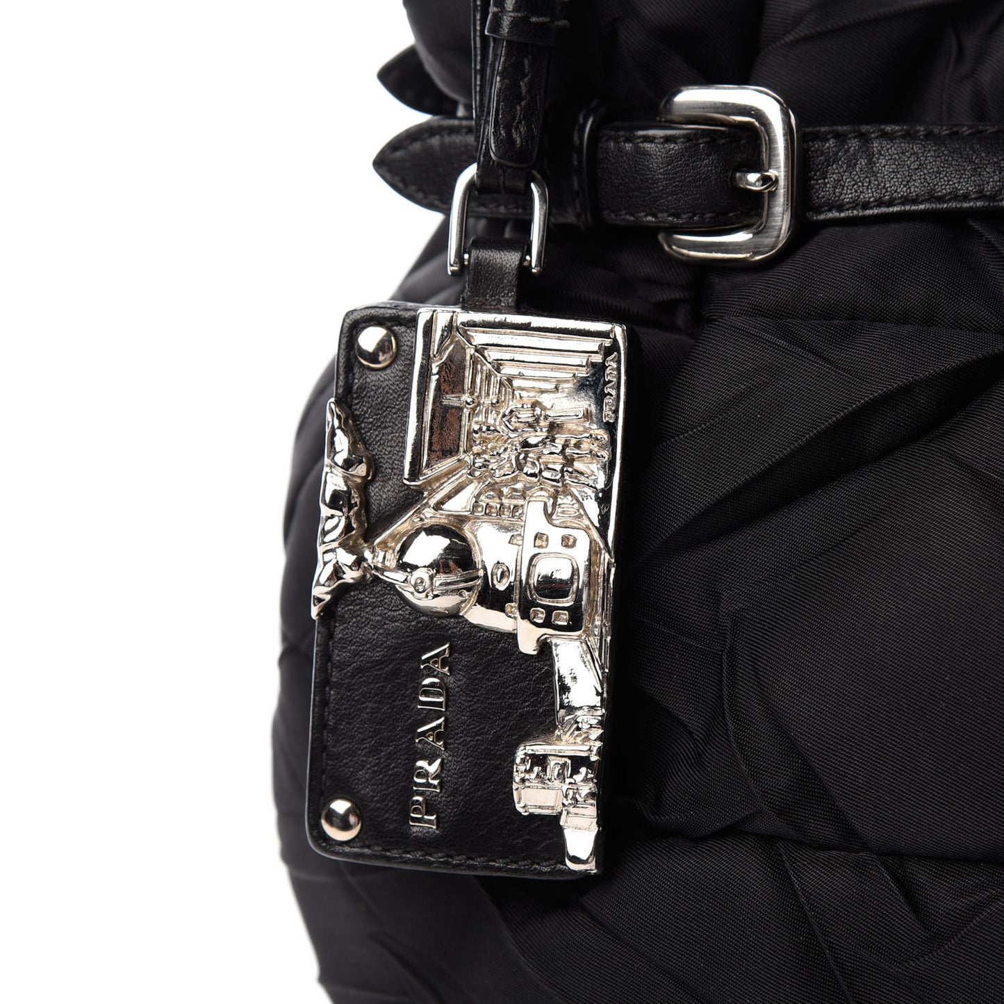 Tessuto Nylon Quilted Shoulder Bag Black
