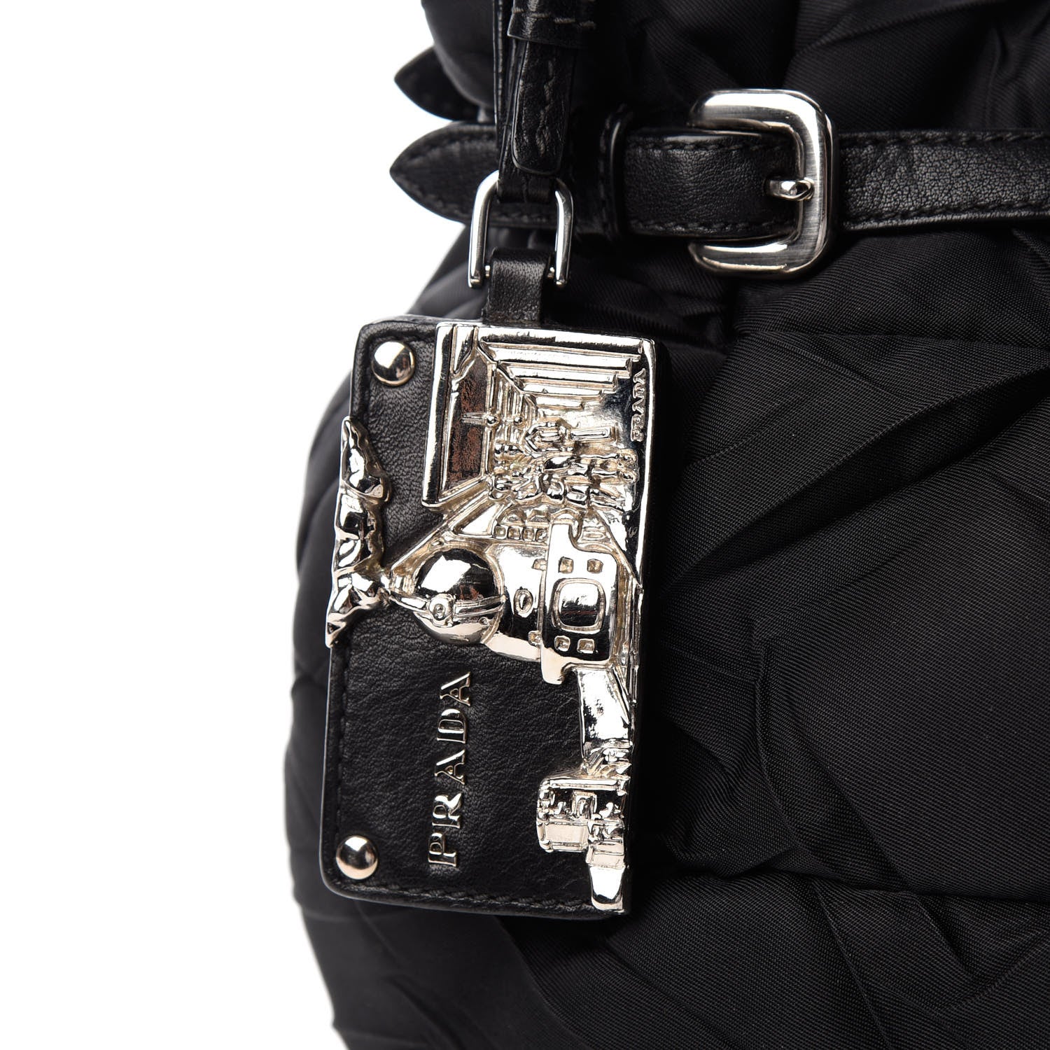 Prada Tessuto Nylon Quilted Shoulder Bag Black 10 of 10