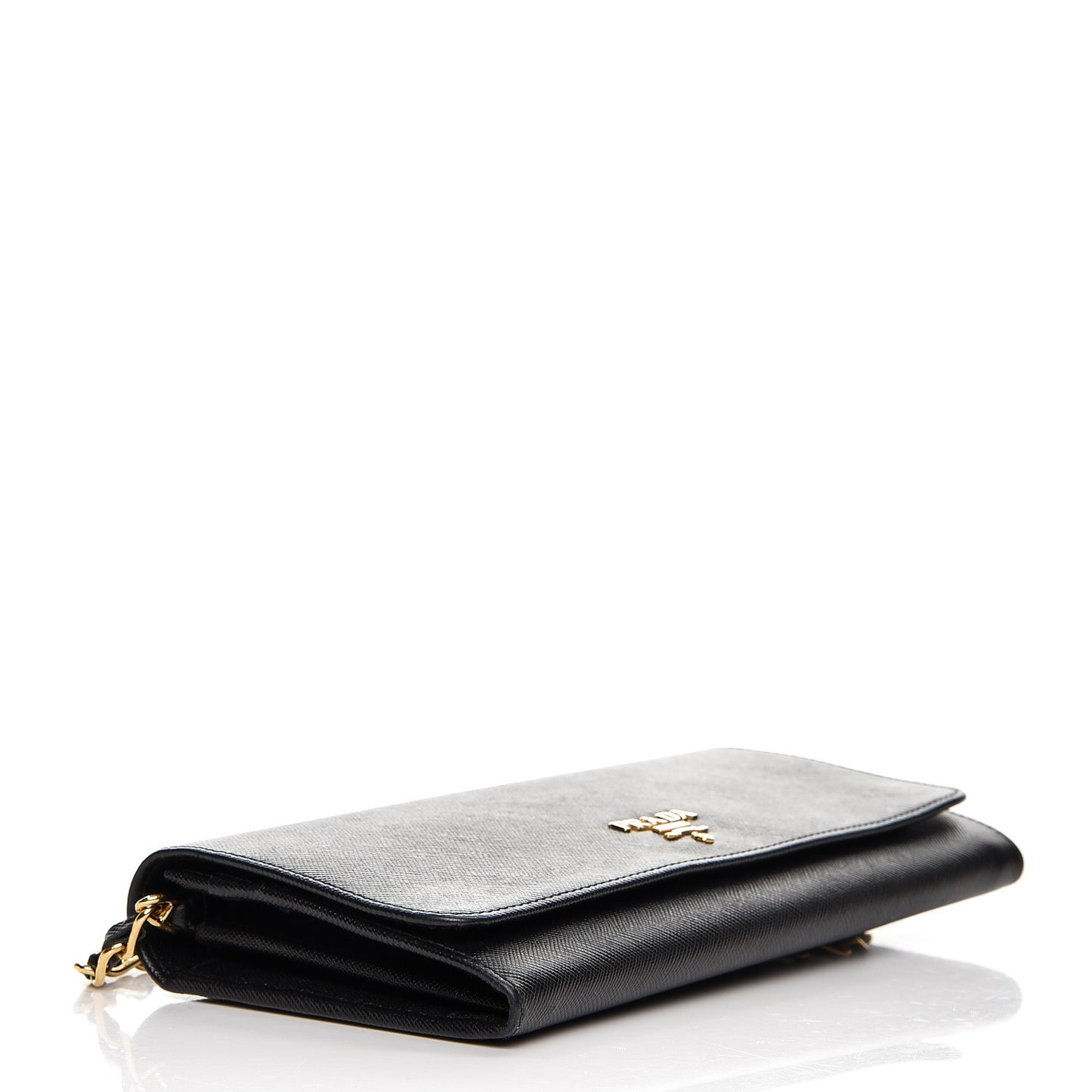 Saffiano Metal Oro Chain Wallet Nero Black