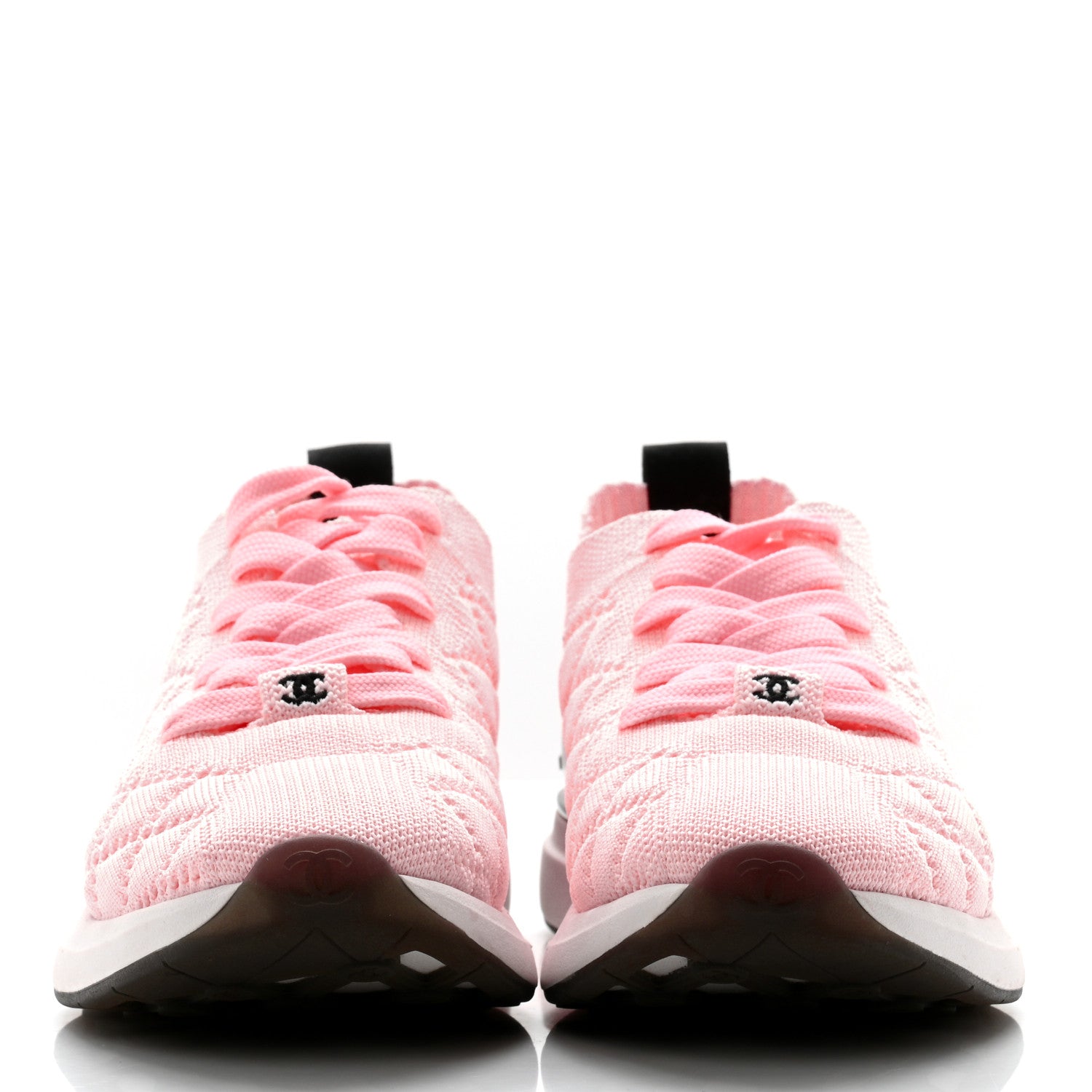 Chanel Mixed Fibers Quilted Womens CC Sneakers 36.5 Light Pink 2 of 10