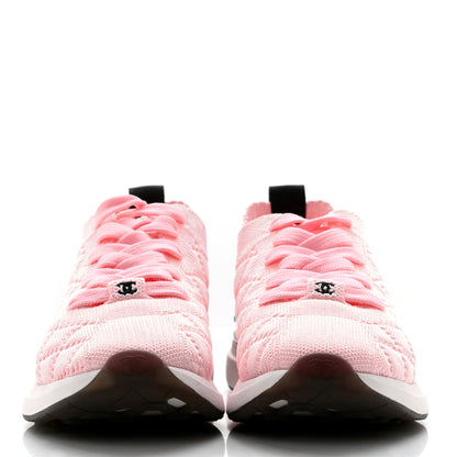 Chanel Mixed Fibers Quilted Womens CC Sneakers 36.5 Light Pink 2 of 10
