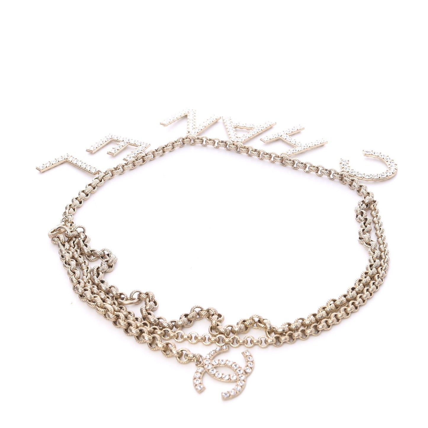 Crystal City of Lights Letter Chain Belt Gold