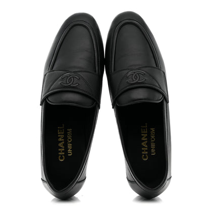 Chanel Lambskin Womens Stitched CC Loafers 35 Black 2 of 11