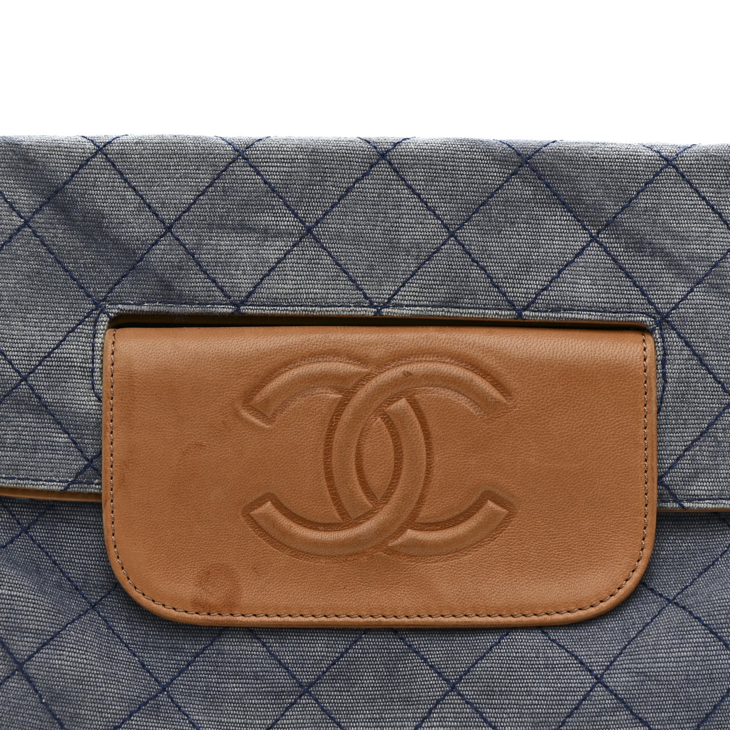 Chanel Denim Lambskin Quilted CC Clutch Blue 8 of 13