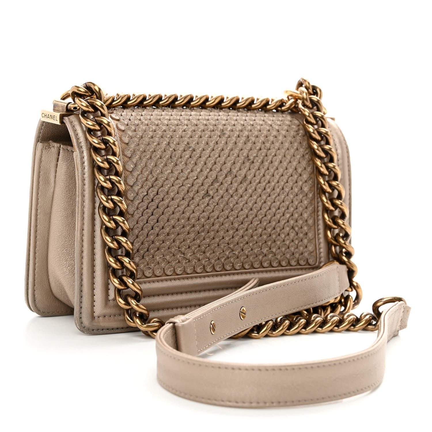 Chanel Metallic Lambskin Small Scaled Boy Flap Gold 3 of 10