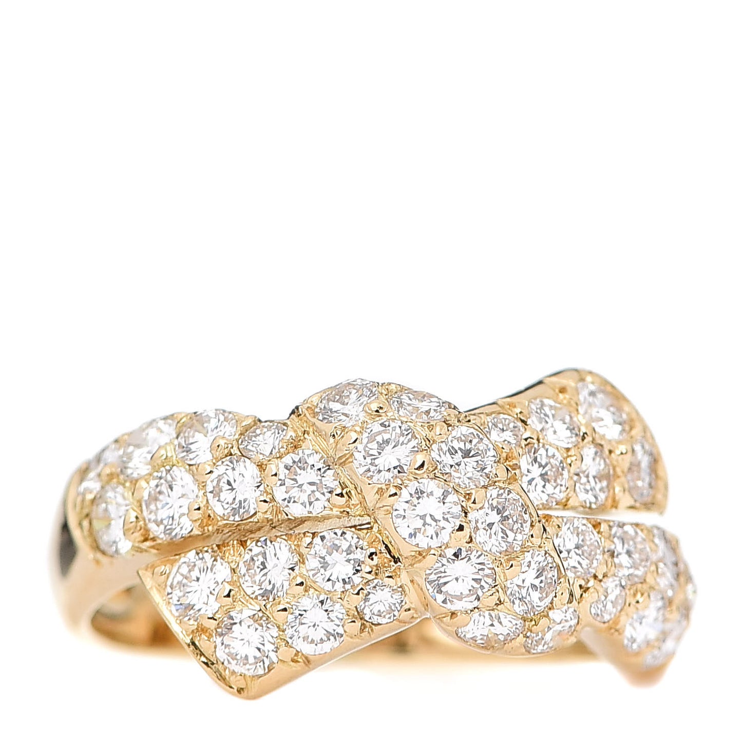 18K Yellow Gold Diamond Bow Ring 50 5.5
