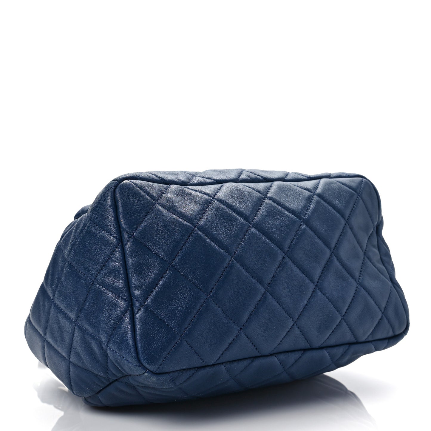 Lambskin Quilted CC Chain Drawstring Tote Blue
