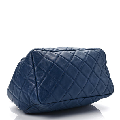 Chanel Lambskin Quilted CC Chain Drawstring Tote Blue 4 of 8