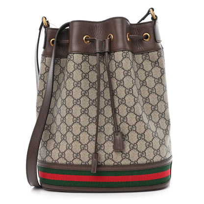 Gucci GG Supreme Monogram Web Ophidia Bucket Bag Brown 1 of 10