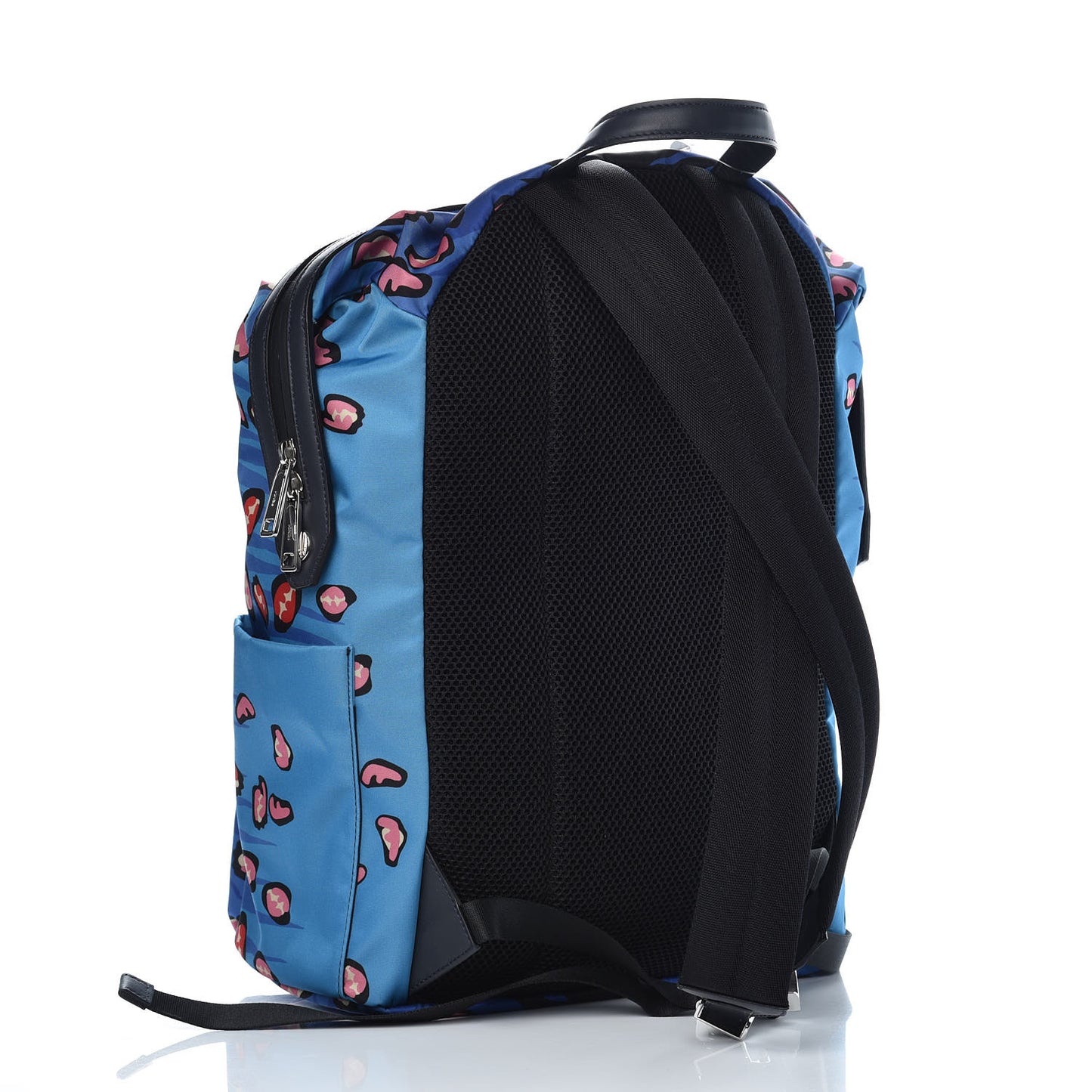 Nylon Vitello Jaguar Print Backpack Cobalto Multicolor Blue Notte