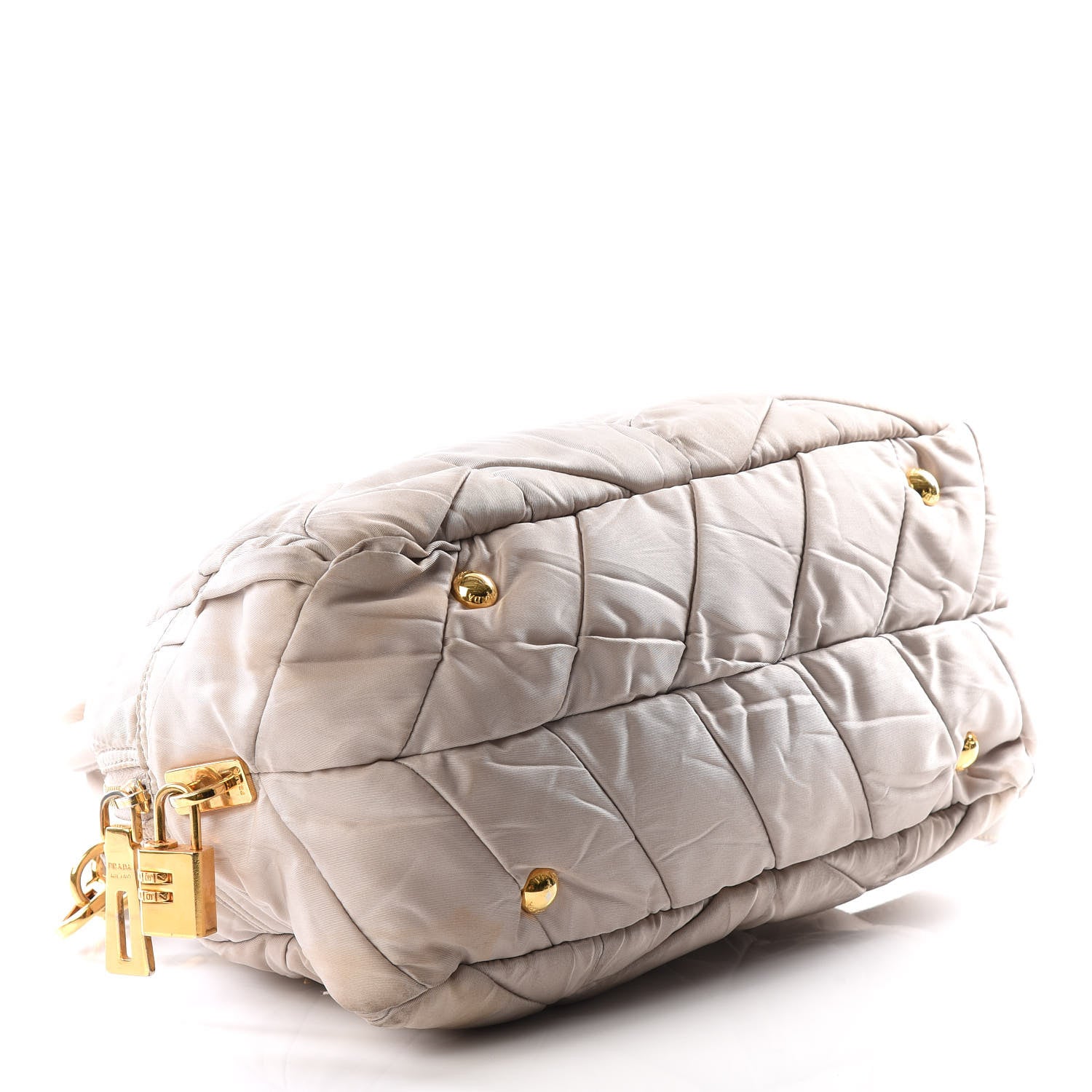 Prada Tessuto Nylon Chevron Quilted Dome Satchel Alluminio 3 of 14