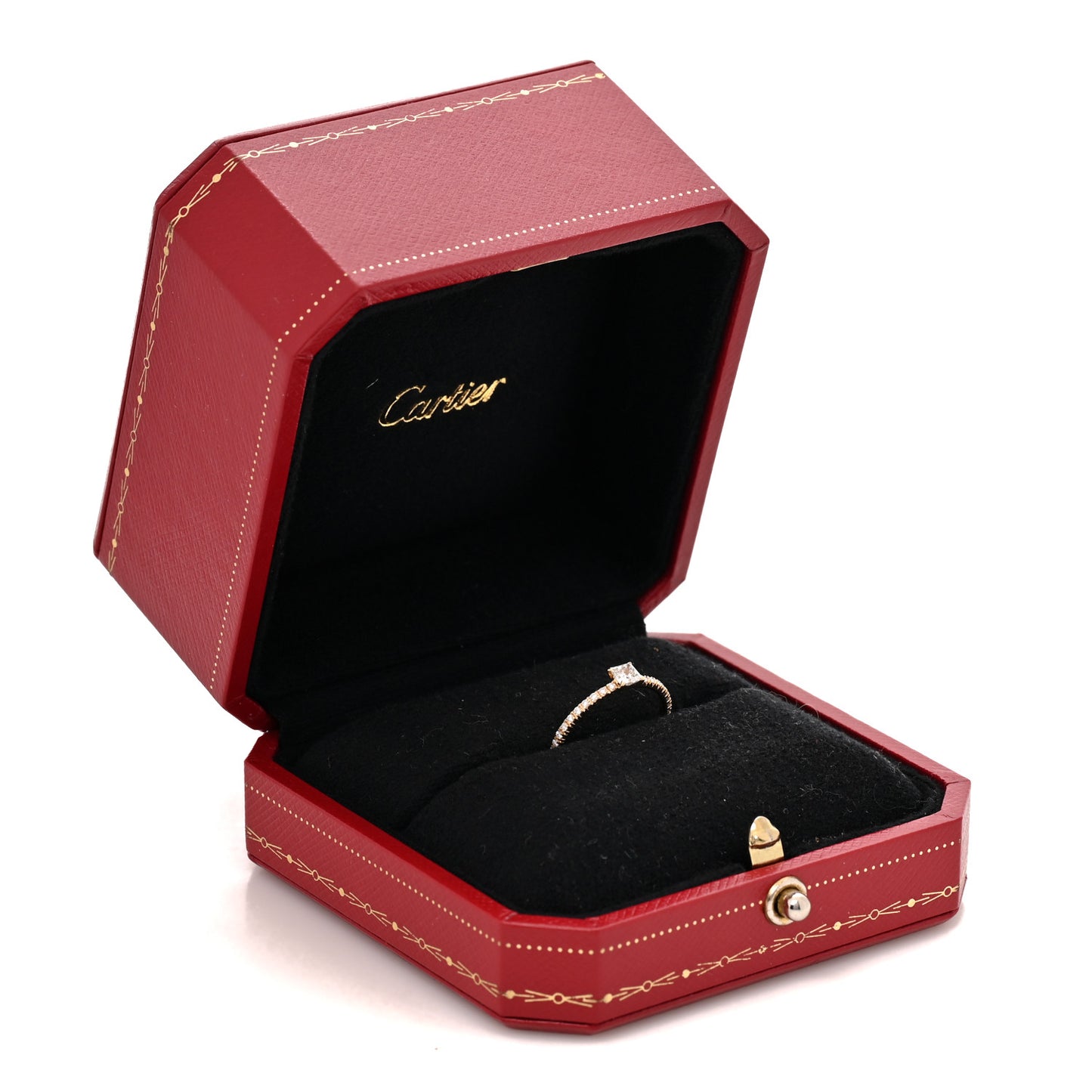 18K Yellow Gold Diamond Etincelle De Cartier Princess Cuf Paved Ring 49 4.75