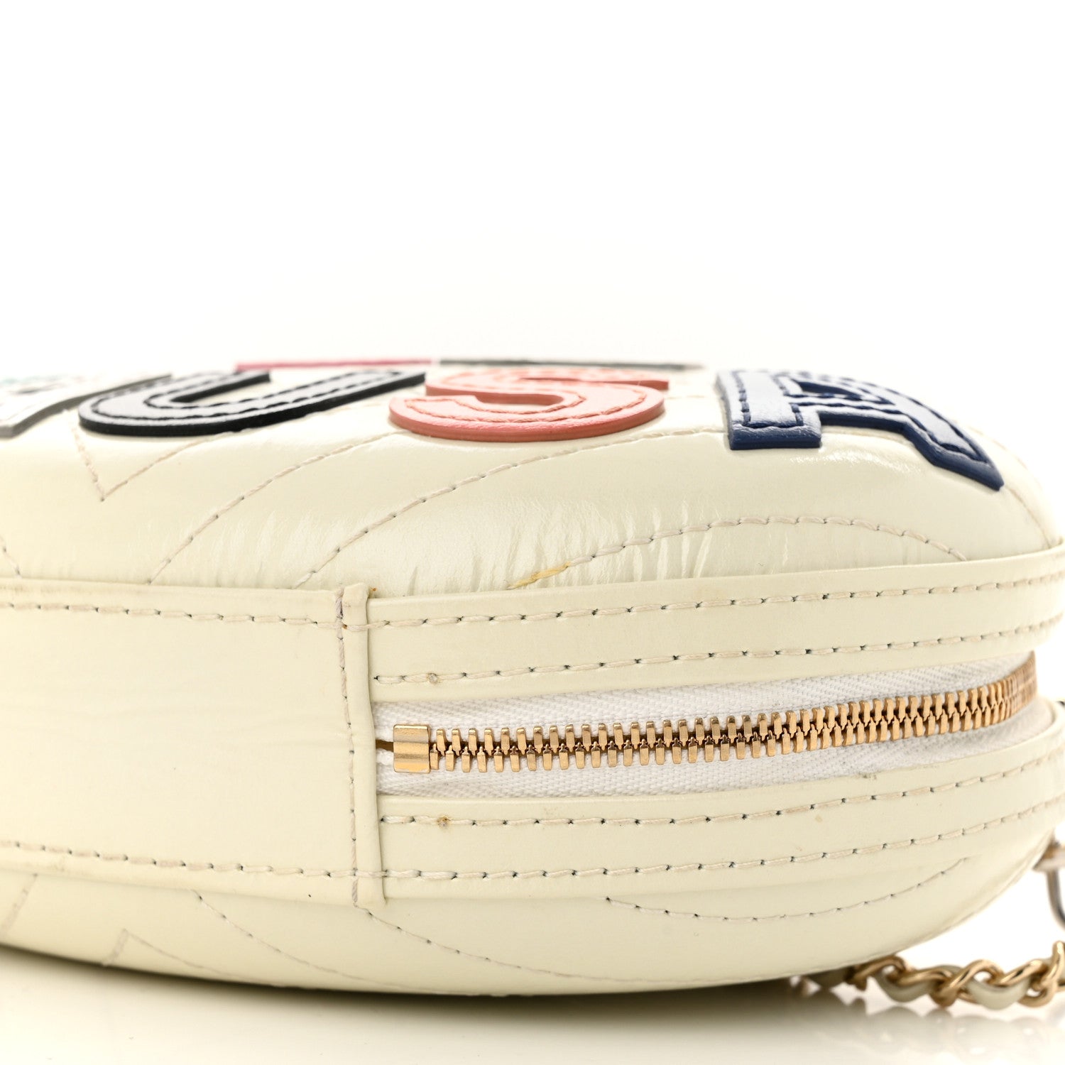 Chanel Embroidered Lambskin Chevron Quilted La Pausa Evening Bag White 10 of 14