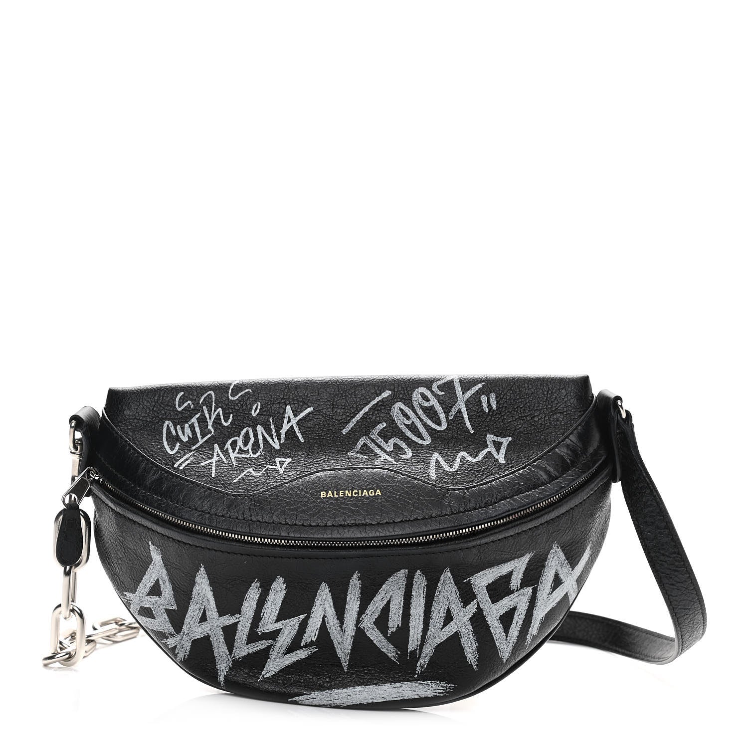 Balenciaga Agneau Arena Graffiti All Over XS Souvenir Belt Bag Black White 1 of 12