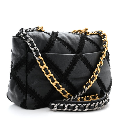 Chanel Calfskin Crochet Large Chanel 19 Flap Black 3 of 10