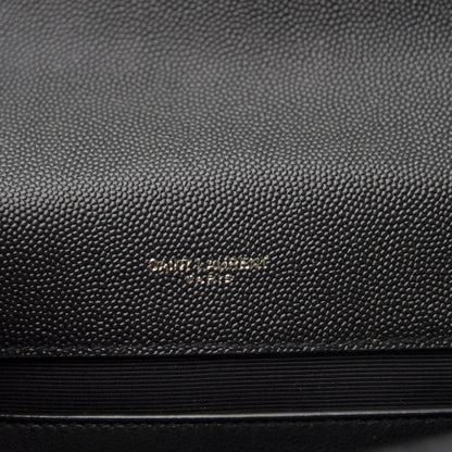 Saint Laurent Grain De Poudre Textured Mixed Matelasse Triquilt Medium Monogram Satchel Black 6 of 15