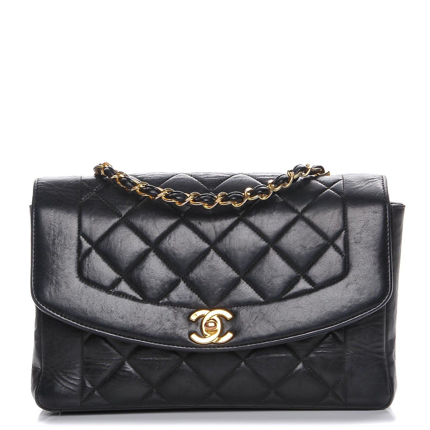 Lambskin Medium Single Flap Black