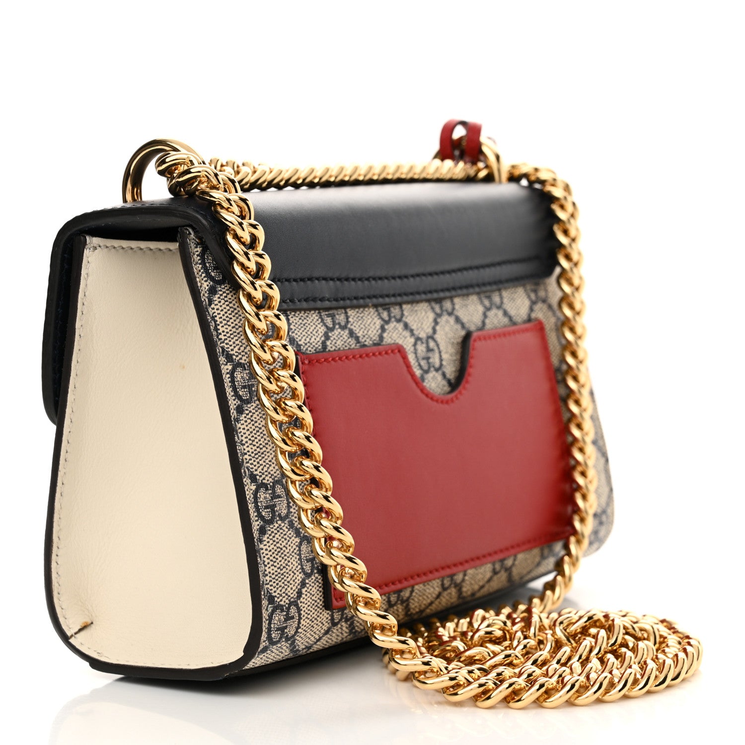 Gucci GG Supreme Monogram Moon Calfskin Small Padlock Shoulder Bag Beige Blue Mystic White Hibiscus Red 3 of 11