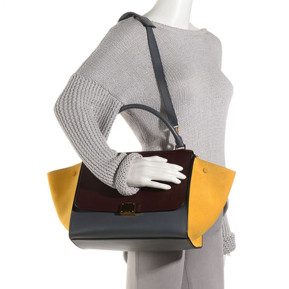 Celine Smooth Calfskin Suede Medium Tri-Color Trapeze Yellow 2 of 9