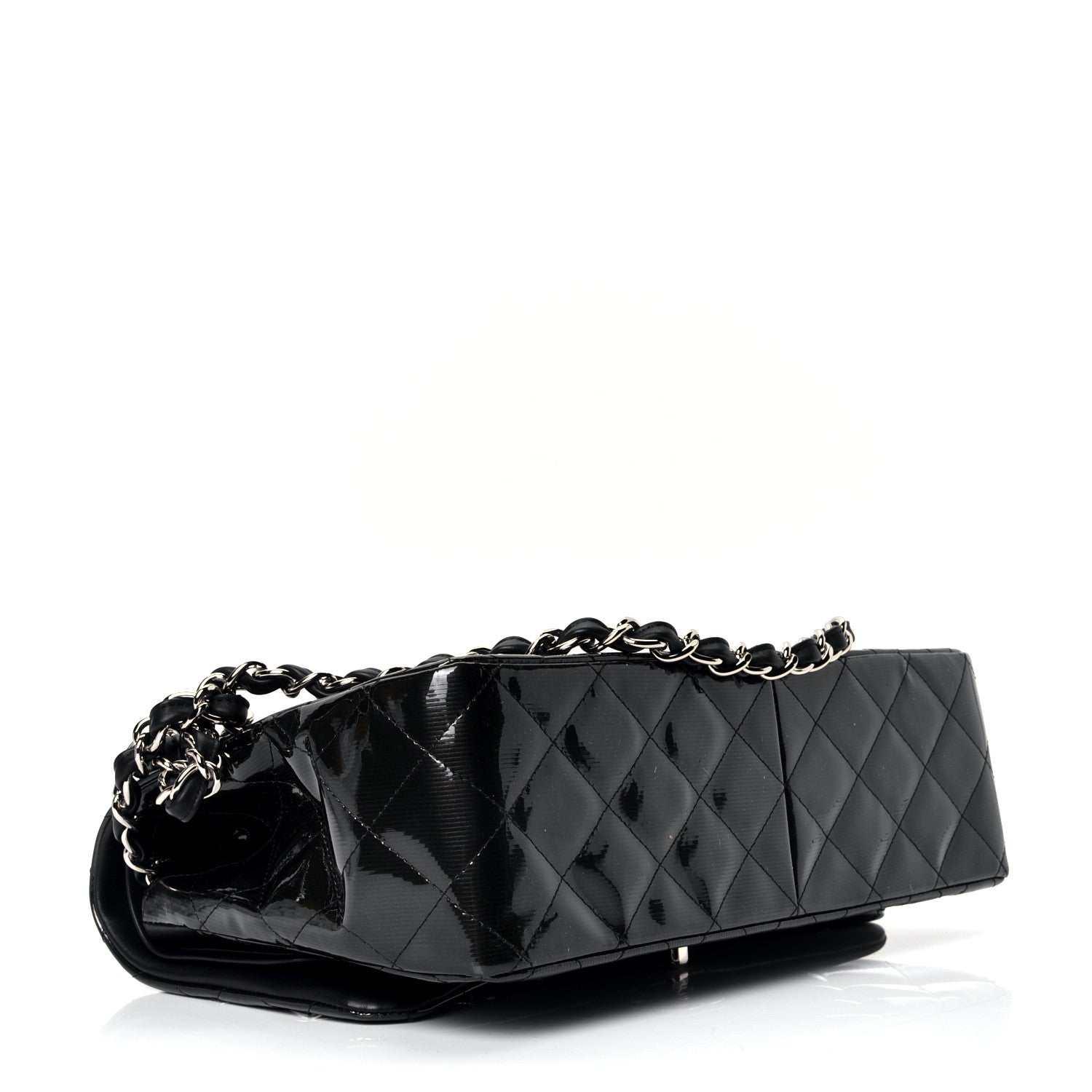 Chanel Striated Patent Quilted Jumbo Double Flap Black 3 of 4