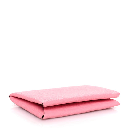Hermes Chevre Chandra Verso Calvi Card Case Rose Confetti Brique 4 of 8