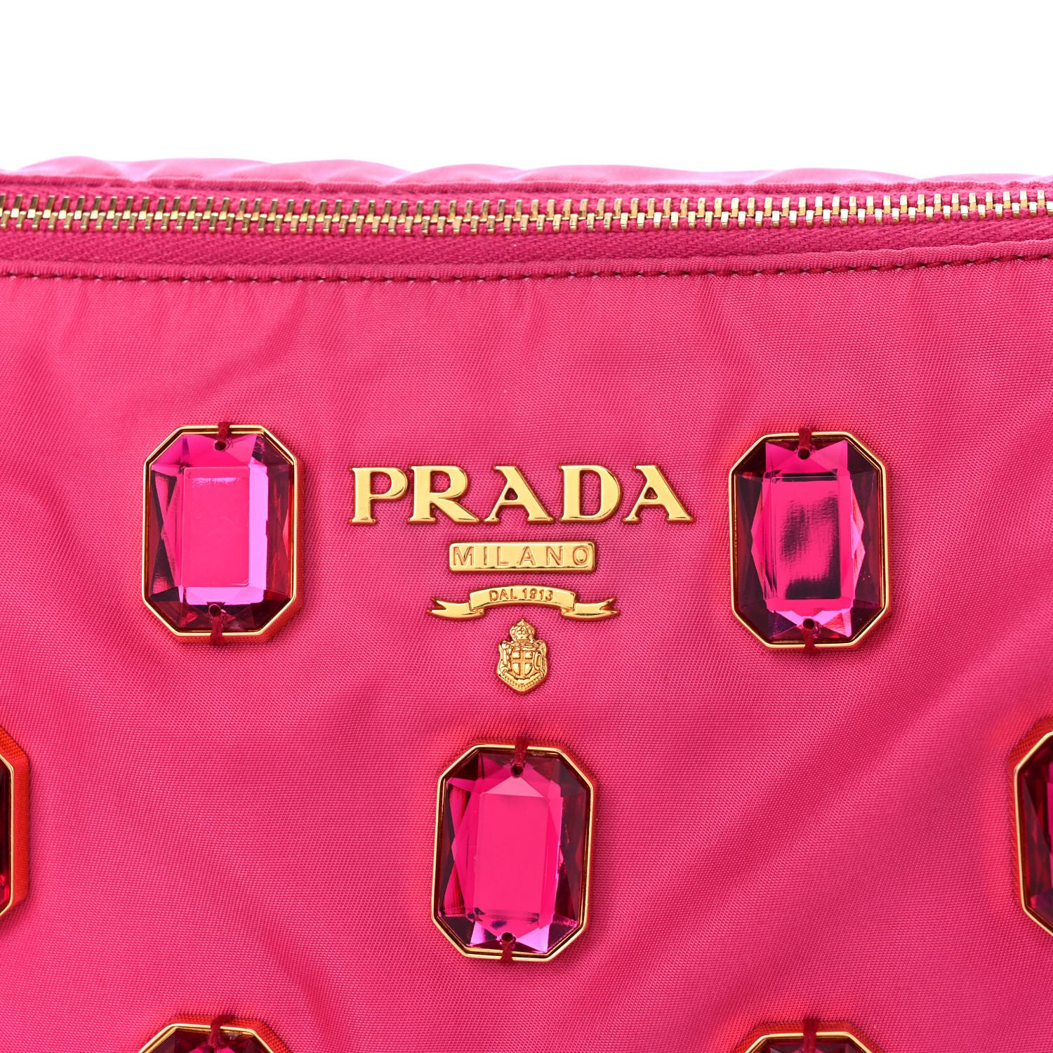 Prada Tessuto Nylon Pietre Jeweled Shoulder Bag Fuxia 11 of 14
