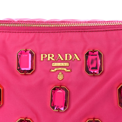 Prada Tessuto Nylon Pietre Jeweled Shoulder Bag Fuxia 11 of 14