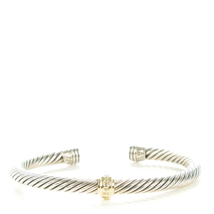 David Yurman Sterling Silver 14K Yellow Gold 5mm Cable Classics Single Station Bracelet 1 of 5