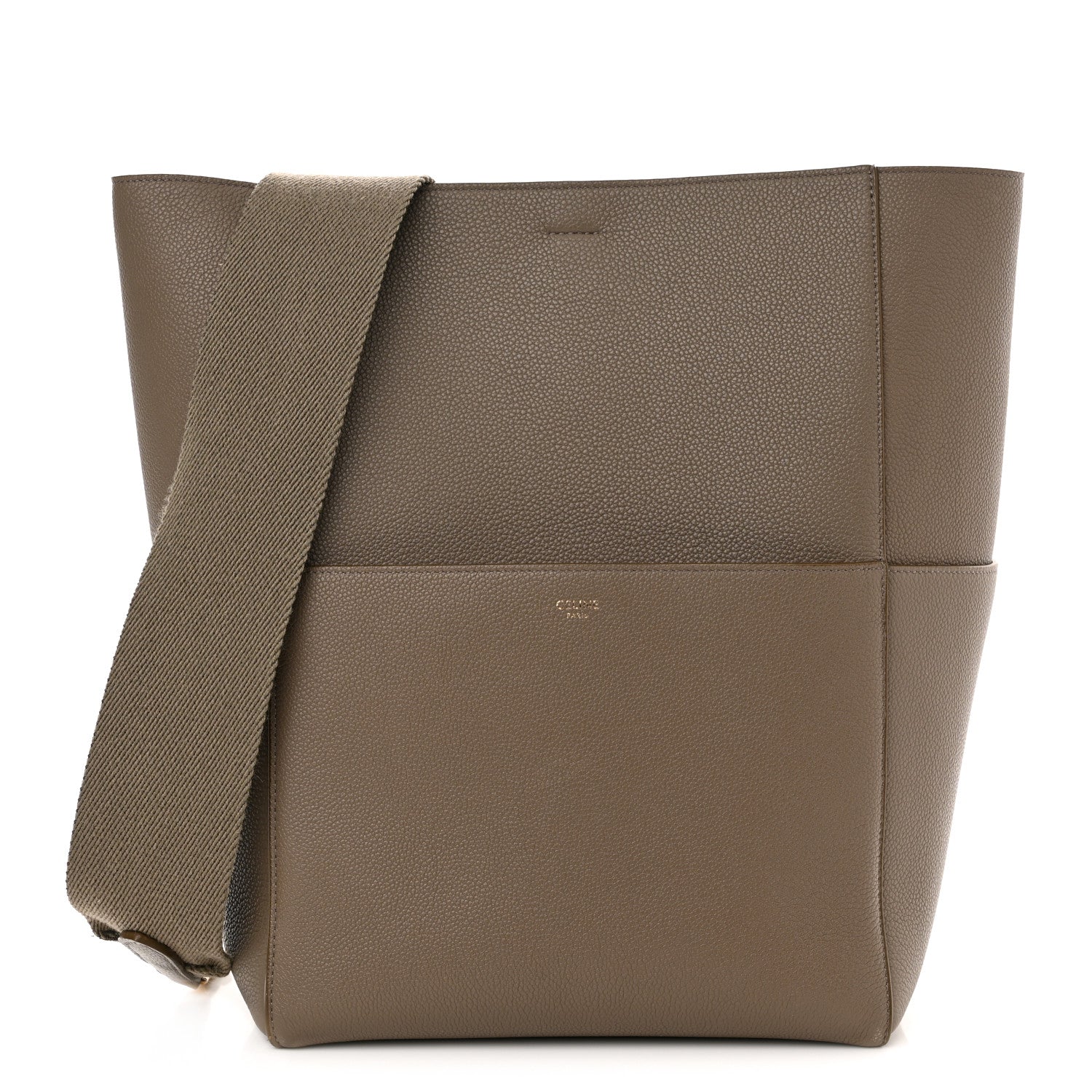 Celine Soft Grained Calfskin Sangle Bucket Bag Taupe 1 of 10