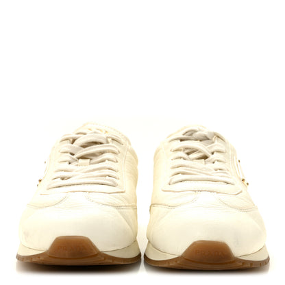 Prada Calfskin Metal Triangle Logo Womens Sneakers 40 Neutral 3 of 13