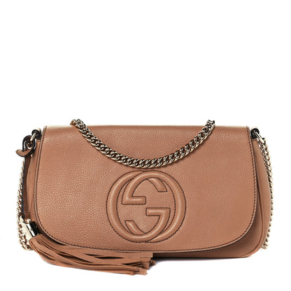 Gucci Pebbled Calfskin Medium Soho Flap Crossbody Camelia 1 of 12