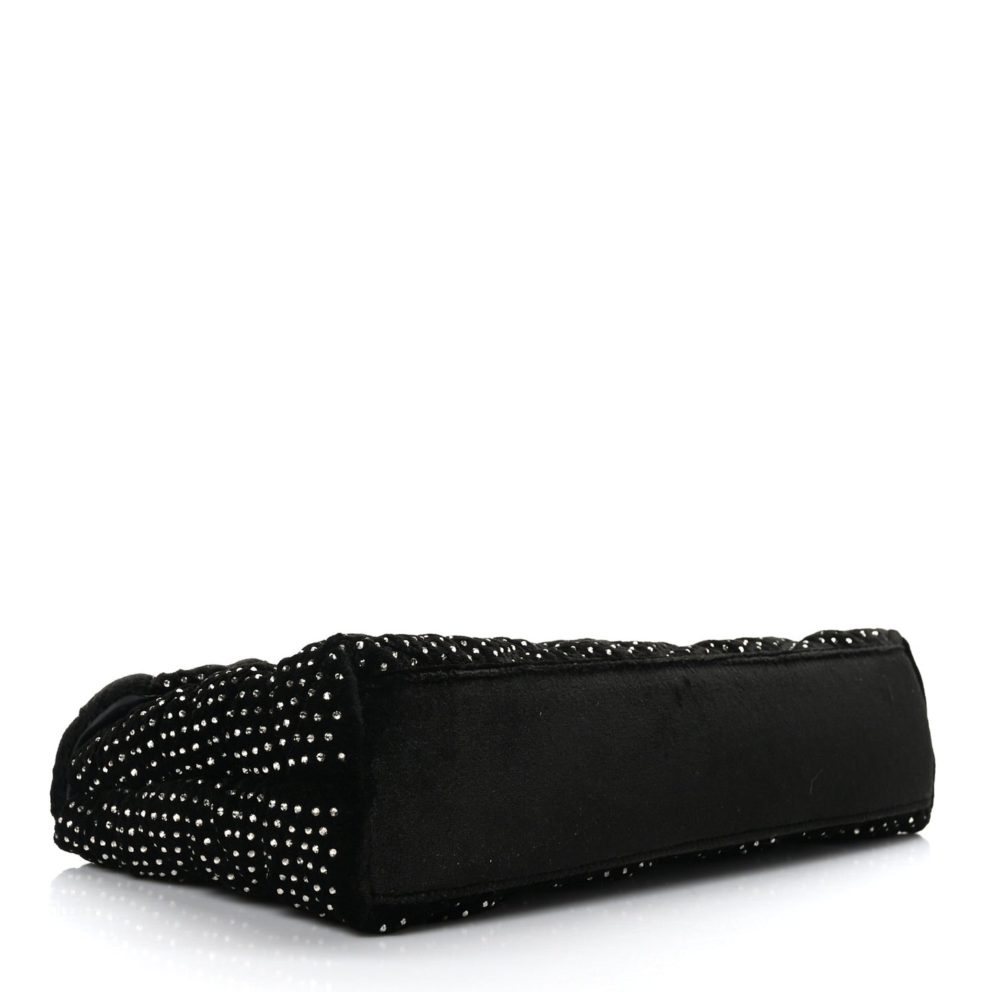 Velvet Lambskin Quilted Rhinestone Sade Puffer Envelope Clutch Black