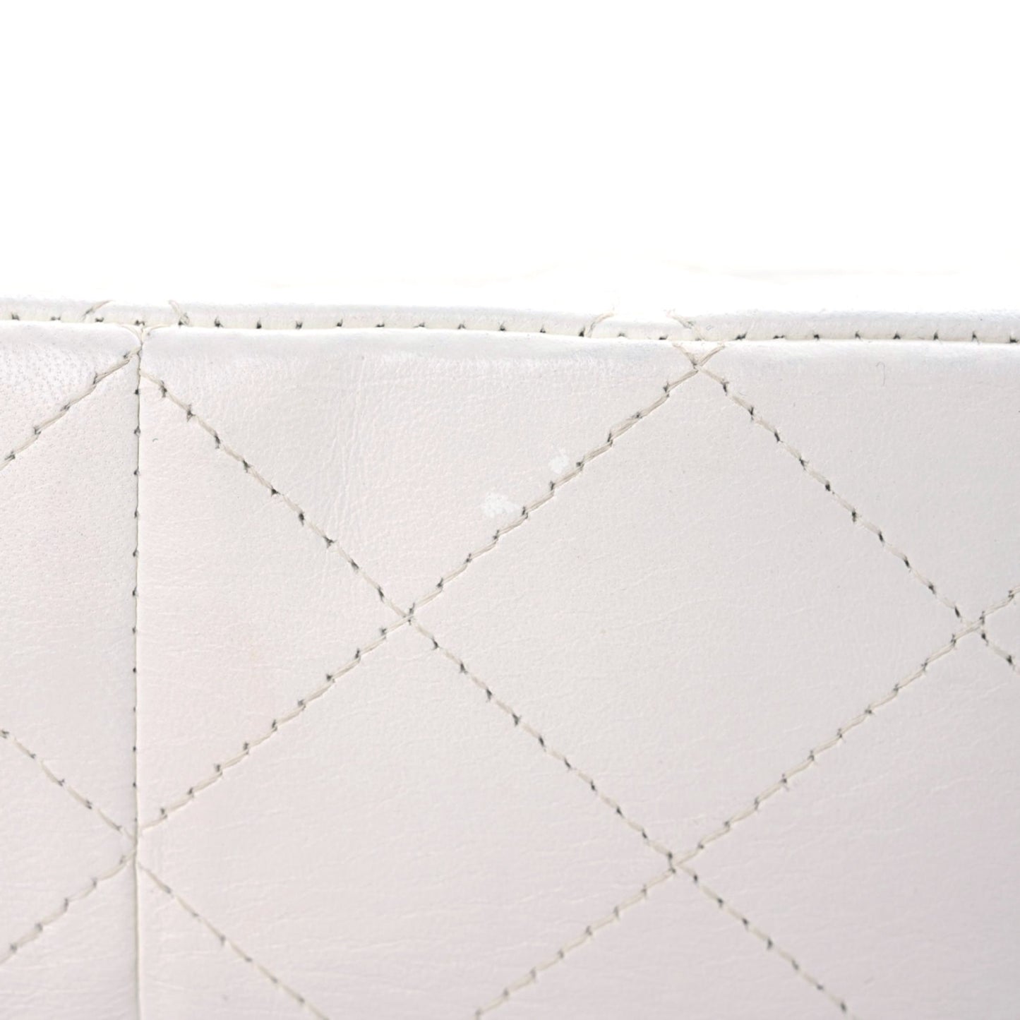 Lambskin Quilted Jumbo Single Flap White