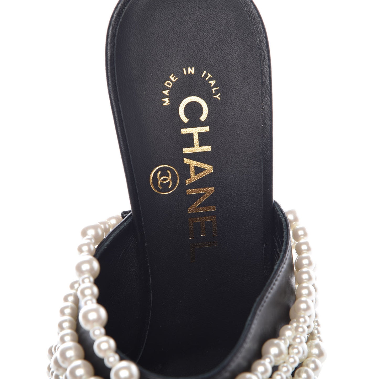 Lambskin CC Pearl Mule 37.5 Black