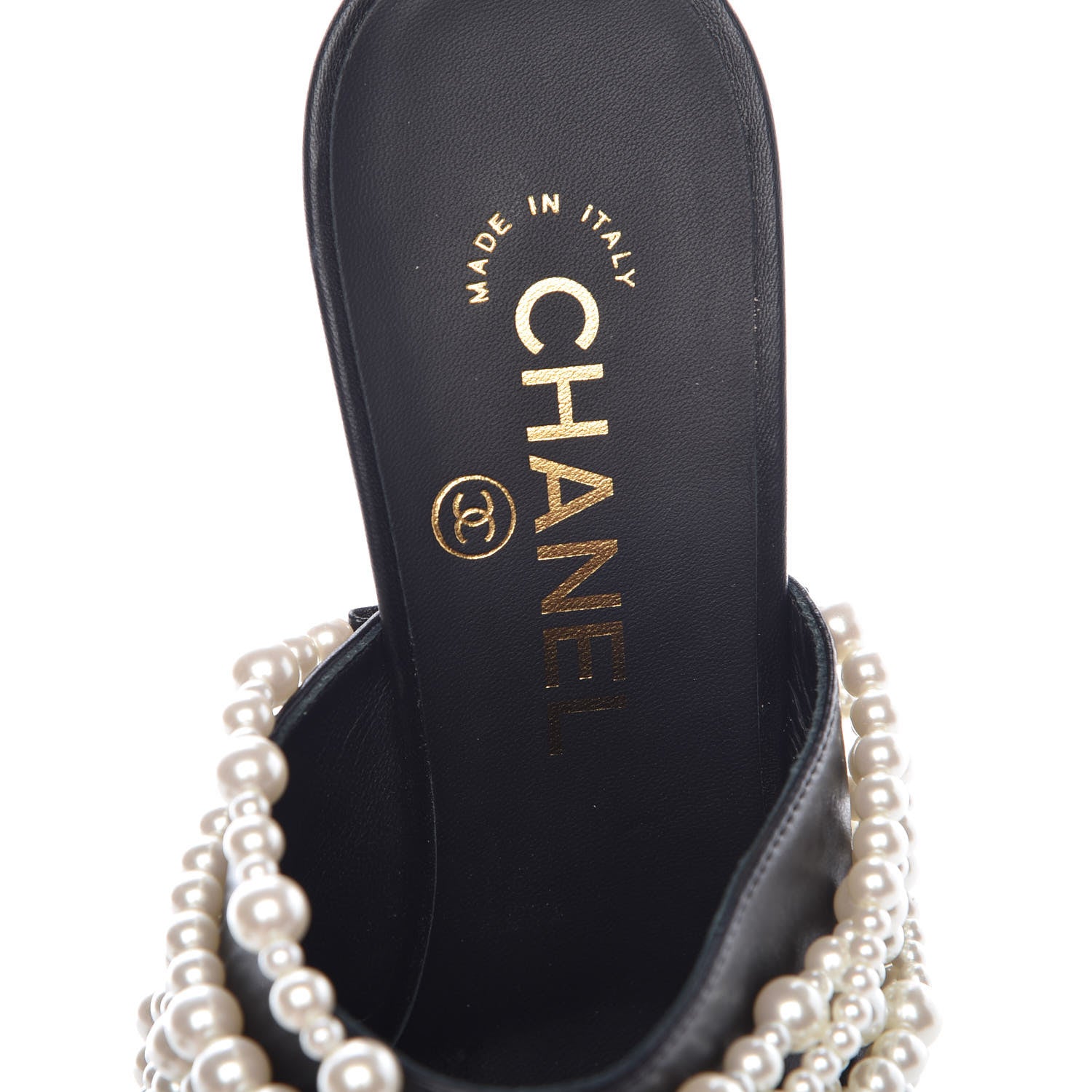 Chanel Lambskin CC Pearl Mule 37.5 Black 7 of 10