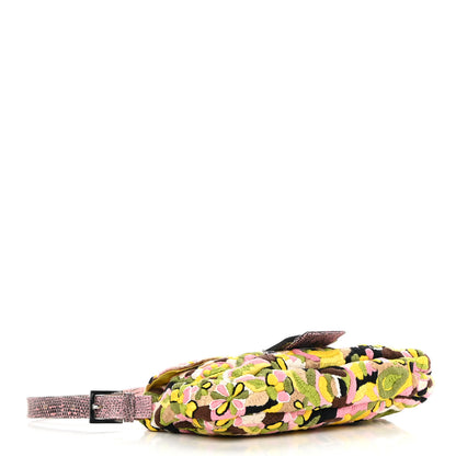 Fendi Lizard Embroidered Flower Baguette Pink Multicolor 4 of 13