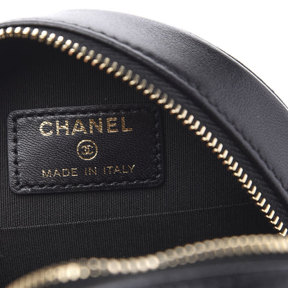 Chanel Lambskin Quilted Large CC Round Clutch With Chain Black 6 of 11